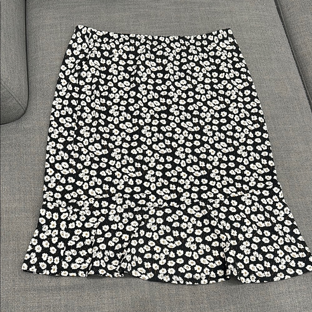 Floral Black and White Skirt